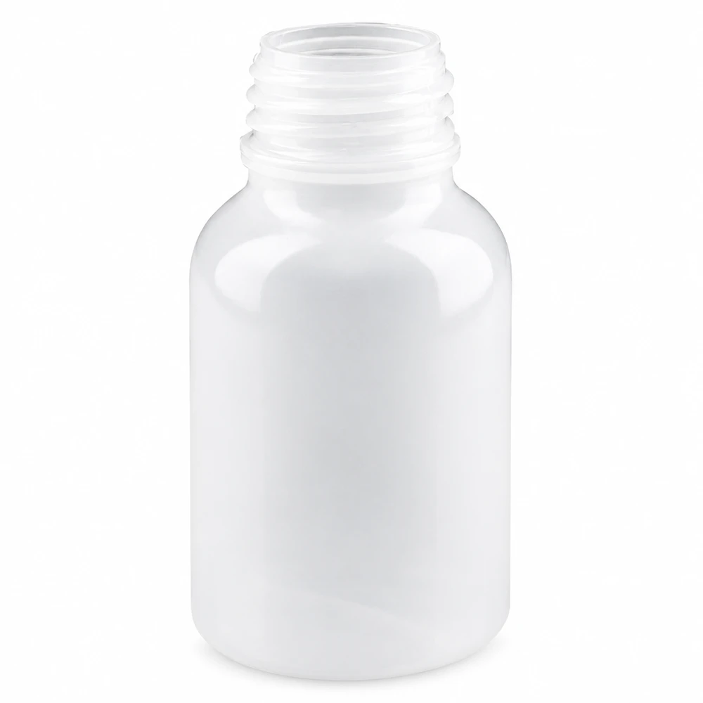 100ml Laborflasche Weithals ohne Verschluss 100ml Laborflasche Weithals Weiß ohne Deckel mit Schraubverschlussgewinde aus Kunststoff