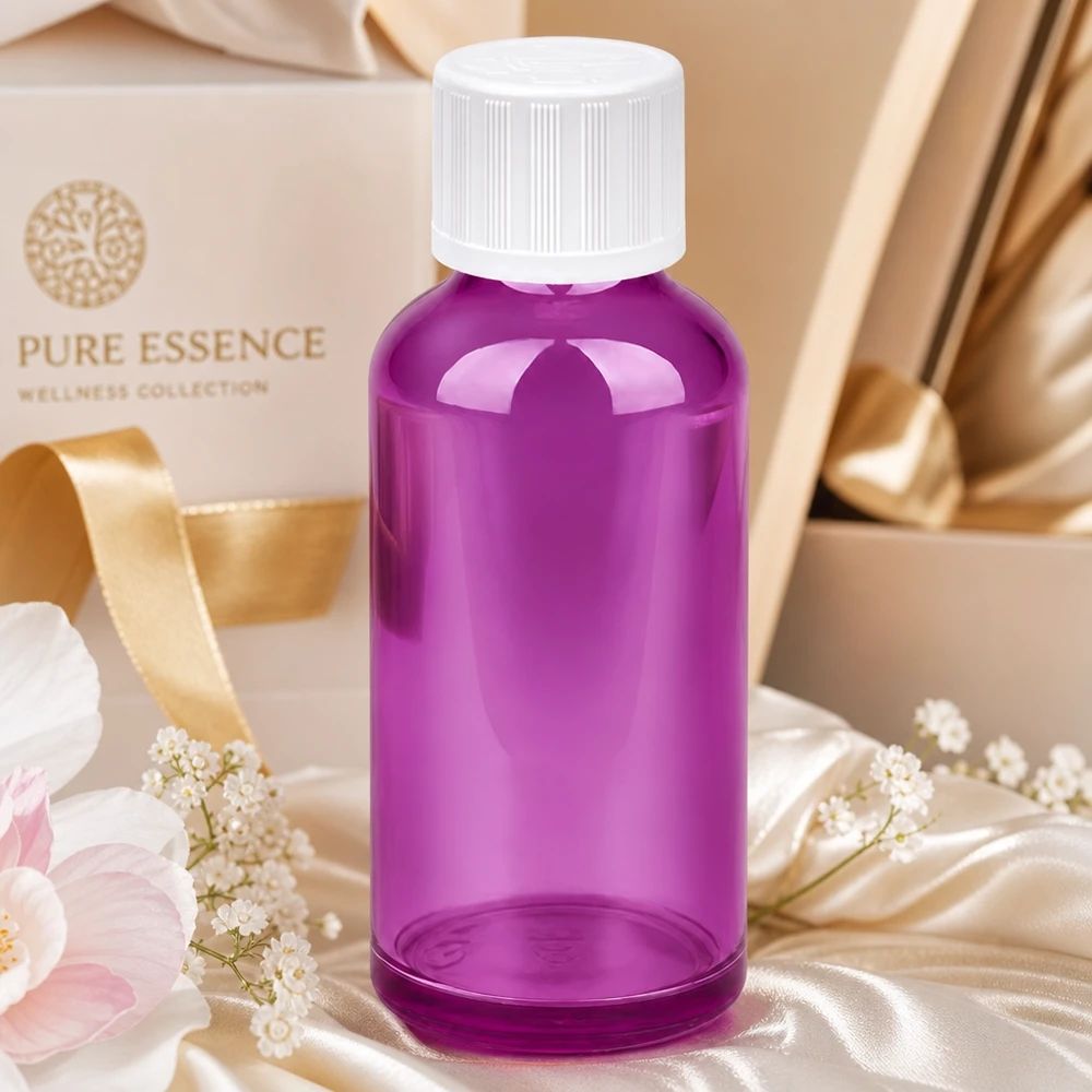 50ml Flasche 11mm Schraubverschluss weiß Standard Kindersicher PurpleLine UT18/50 50ml Violettflasche mit 11mm Öffnung und Standardverschluss für professionelle Anwendung