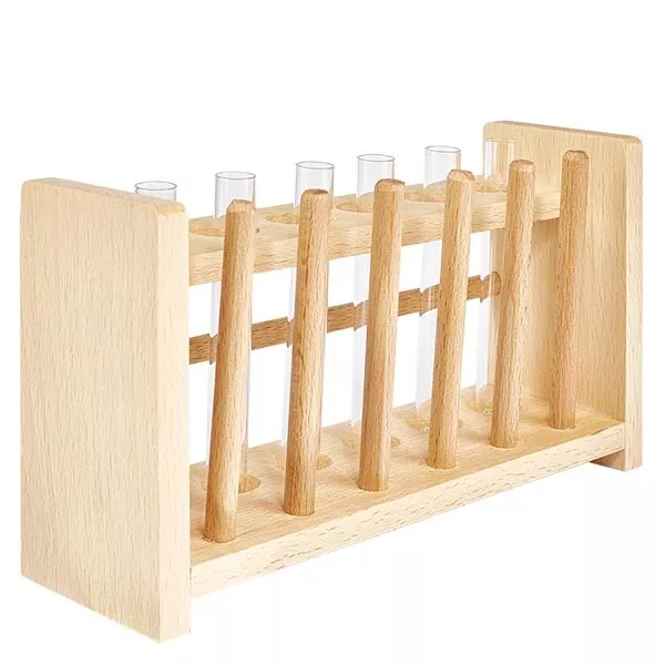 Reagenzglasgest. aus Holz mit 6 Reagenzgl. Kalk-Soda 100x12