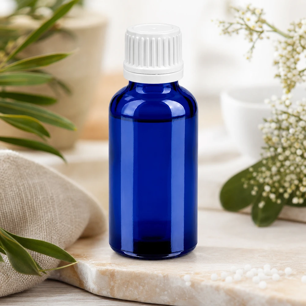 30ml Flasche 11mm Schraubverschluss weiß Originalitätsverschluss BlueLine UT18/30 Präzise dosierbare 30ml Flasche mit engem Hals für exakte Anwendung von Konzentraten
