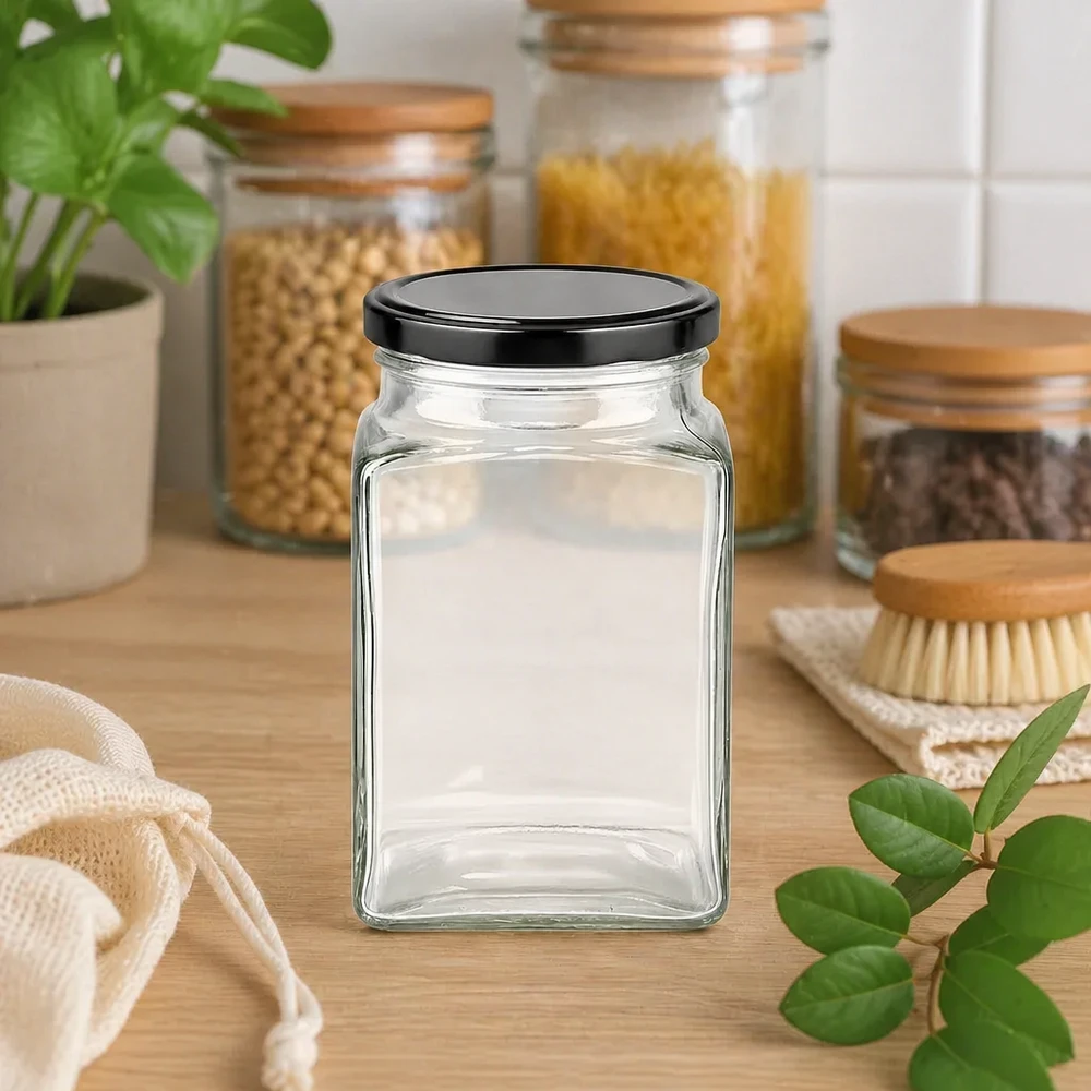 260ml Tetraglas mit BasicSeal Deckel schwarz UNiTWIST
