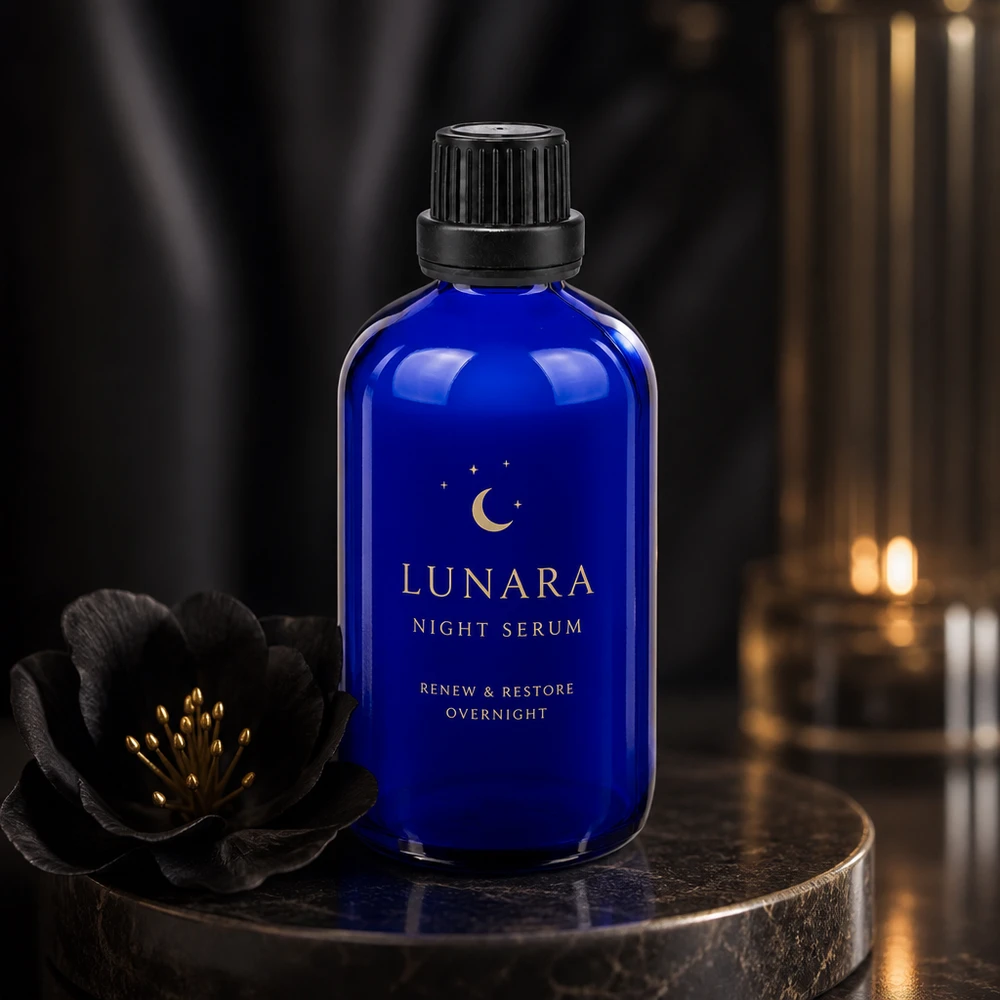 Apothekenflasche blau 100ml Schraubverschluss schwarz Dichteinlage Originalitätsverschluss Blaue Apothekerflasche 100ml mit kindersicherem schwarzen Verschluss Studioaufnahme