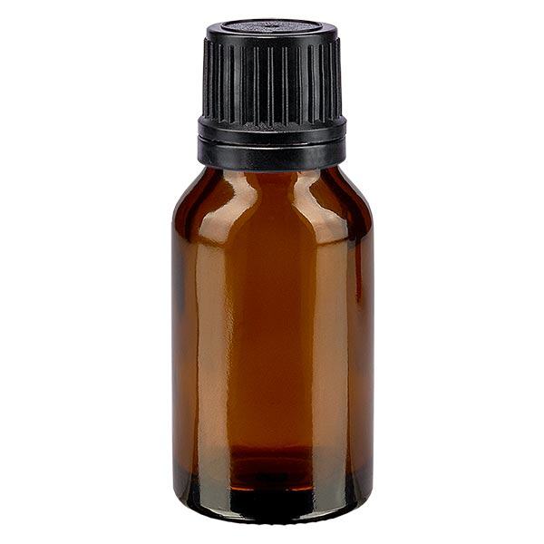 Apothekenflasche braun 15ml Tropfverschluss Giessring 1mm schwarz Originalitätsverschluss Apothekenflasche braun 15ml Tropfverschluss Giessring 1mm schwarz Originalitätsverschluss