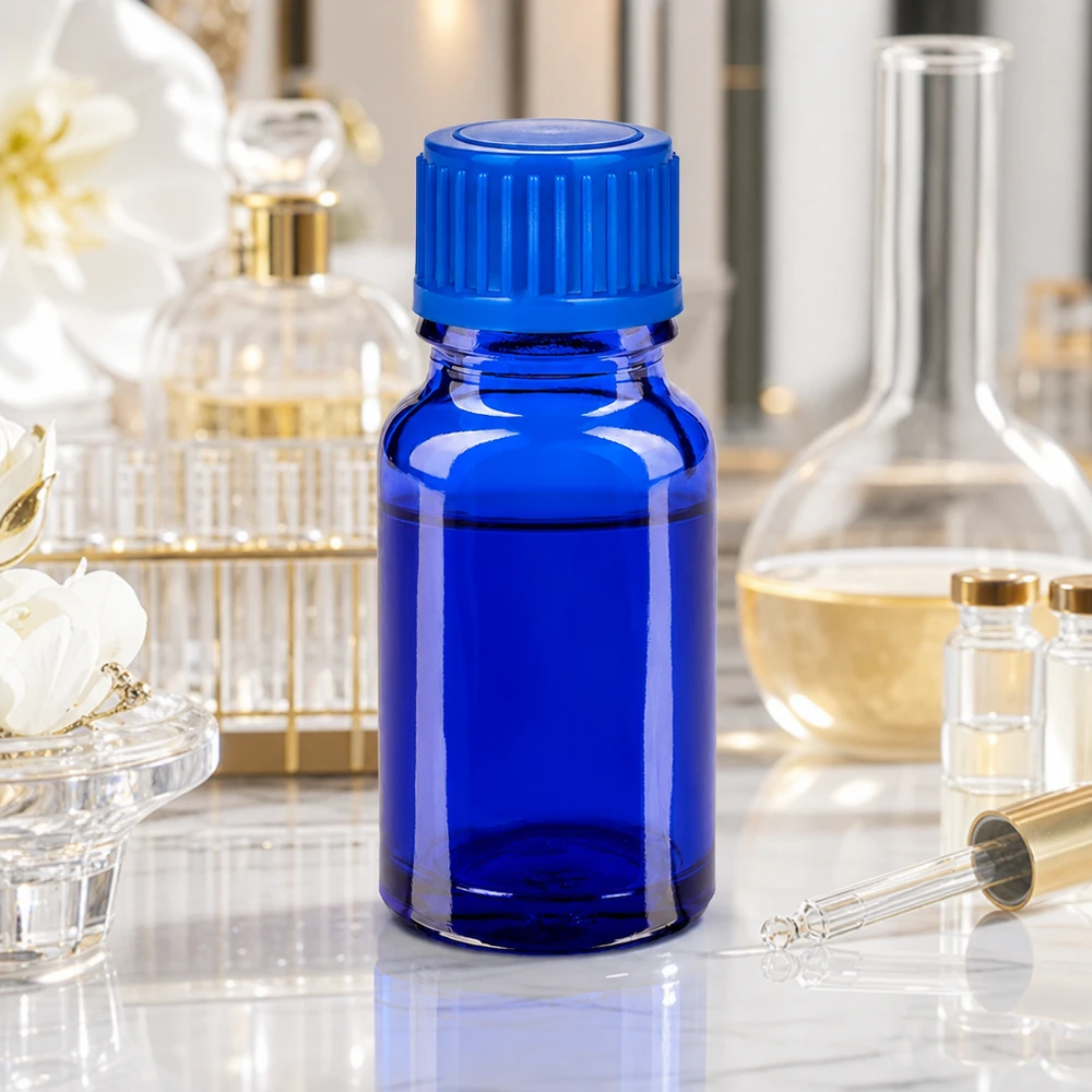 10ml Premium Glasflasche in Kobaltblau mit Schraubdeckel für Pharmazie und Kosmetik