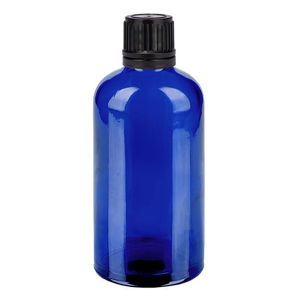 100ml Globuliflasche 3mm Giessring schwarz Originalitätsverschluss BlueLine UT18/1