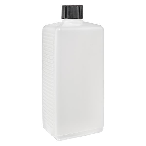 500ml Eckige Flasche PE natur, mit Verschluss 500ml Eckige Flasche PE natur, mit Verschluss