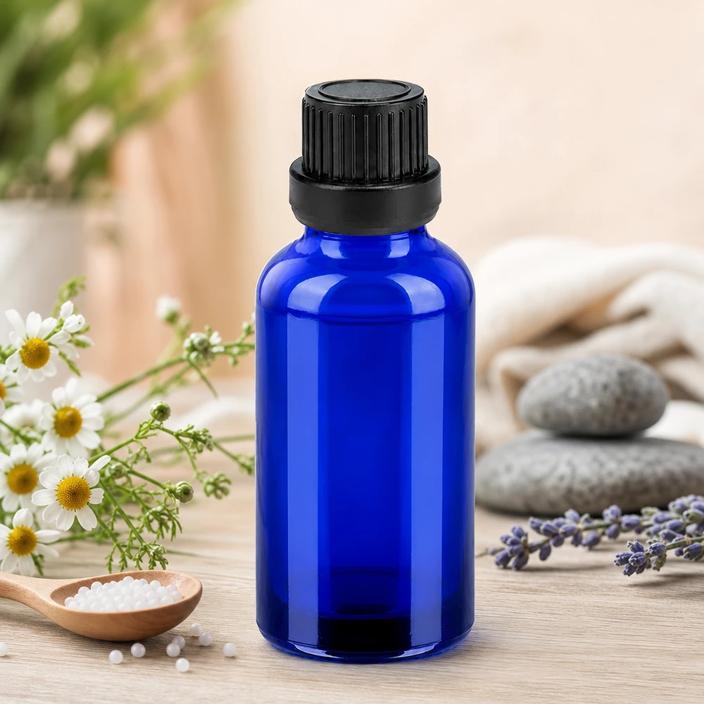 30ml Flasche 11mm Schraubverschluss schwarz Originalitätsverschluss BlueLine UT18/30 Stilvolle blaue 30ml Glasflasche mit robustem Schraubverschluss für den täglichen Gebrauch