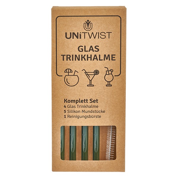 Glas Trinkhalm Set grün mit Softtips UNiTWIST Glas Trinkhalm Set grün mit Softtips UNiTWIST