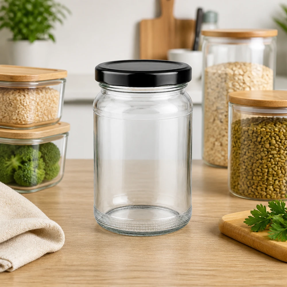 Handliches 110ml Konservierungsglas mit schwarzem Deckel ideal für Saucen und Dips UNiTWIST