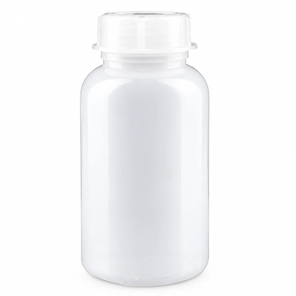 500ml Laborflasche Weithals mit Schraubverschluss 500ml Laborbehälter Weithals aus weißem Polyethylen mit dichtem Schraubverschluss für sichere Lagerung