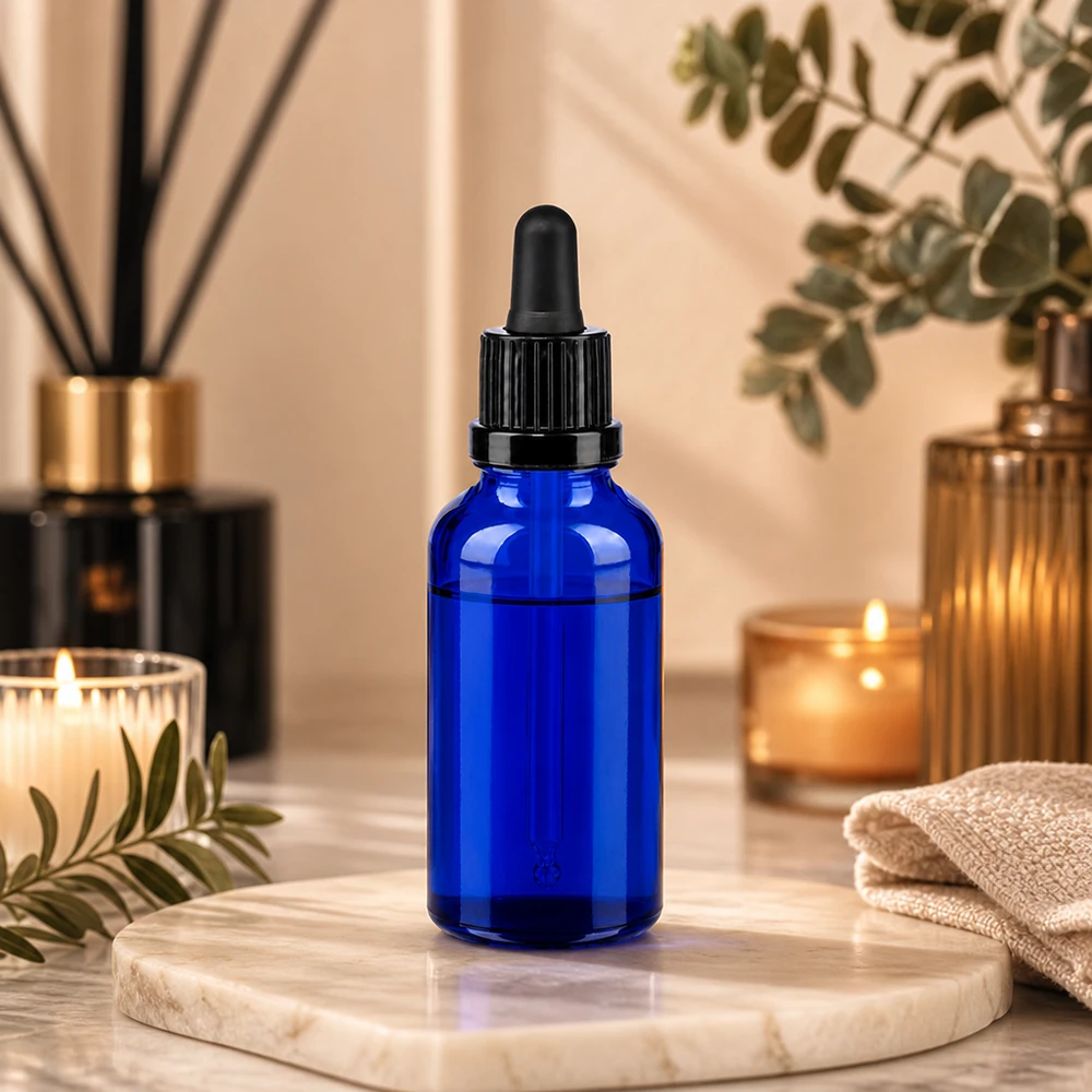 30ml Pipettenflasche schwarz Originalitätsverschluss BlueLine UT18/30 Kobaltblaue 30ml Aromaflasche mit kindersicherem Verschluss für ätherische Ölmischungen