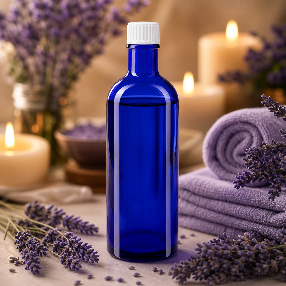 Apothekenflasche blau 200ml Schraubverschluss weiß Standard Apothekerflasche Kobaltblau 200ml kindersicherer weißer Schraubverschluss