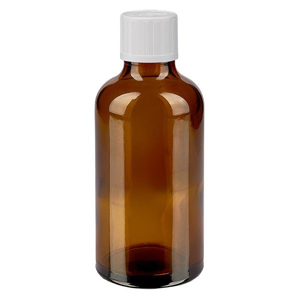 Apothekenflasche braun 50ml Schraubverschluss weiß Kindersicherung Standard Apothekenflasche braun 50ml Schraubverschluss weiß Kindersicherung Standard