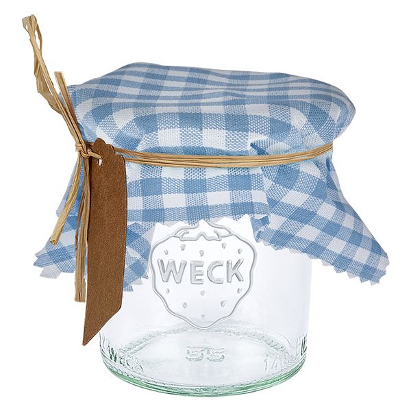 Stoff Schmuckdeckchen hellblau-kariert 12cm eckig