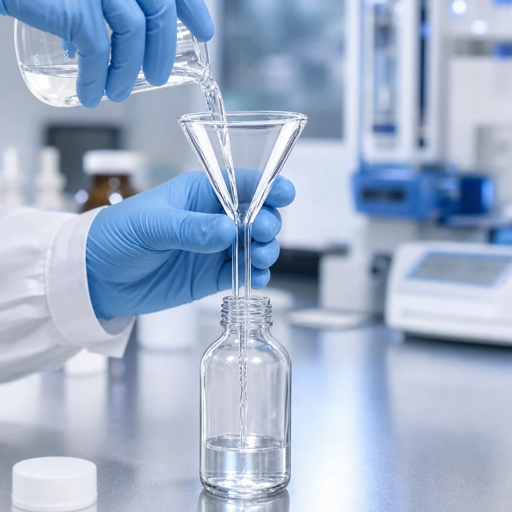 Trichter ø35mm Borosilikat Winkel 60 Kurzstil Präzisions Labortrichter 35mm Borosilikat für sterile Arbeiten in Chemie und Pharmazie