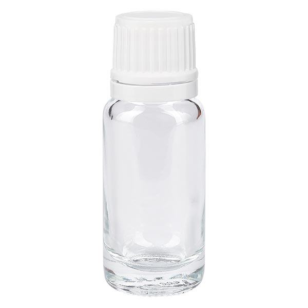 Apothekenflasche klar 10ml Tropfverschluss 1.2mm weiß Originalitätsverschluss