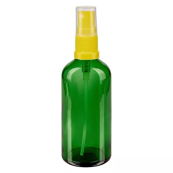 Apothekenflasche grün 100ml Sprayaufsatz gelb