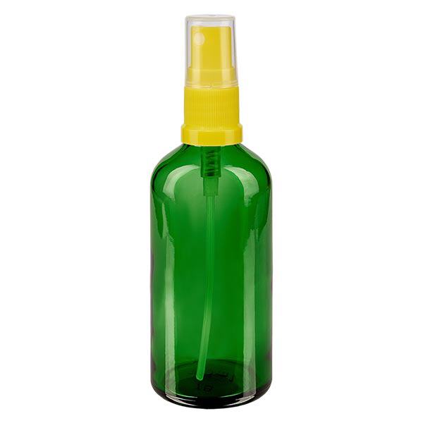 Apothekenflasche grün 100ml Sprayaufsatz gelb