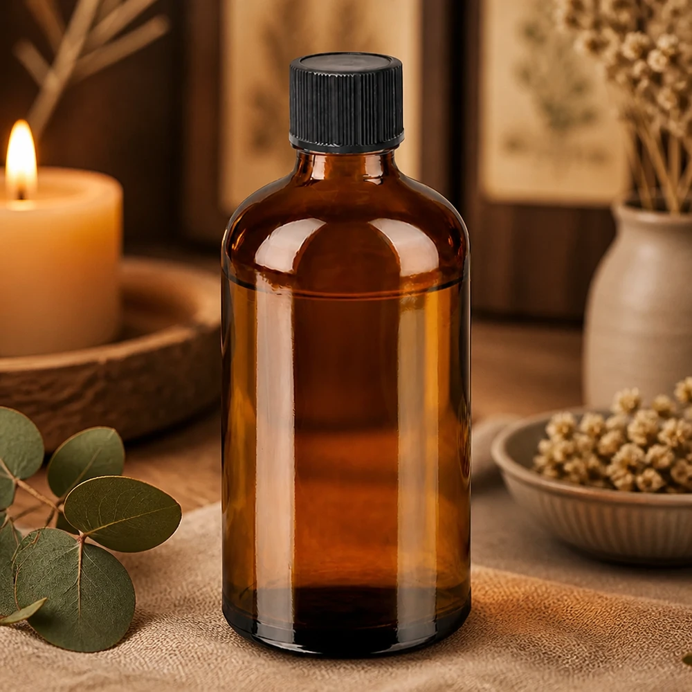 Robuste 100ml Glasflasche in Braun mit schwarzem Tropfer für sichere Aufbewahrung von Extrakten