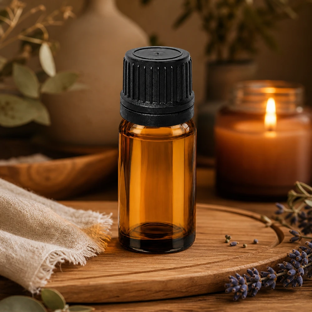 10ml Tropfflasche 1mm schwarz Originalitätsverschluss BrownLine UT18/10 10ml Apothekerflasche in Bernsteinoptik mit schwarzem OV-Verschluss für Naturkosmetik