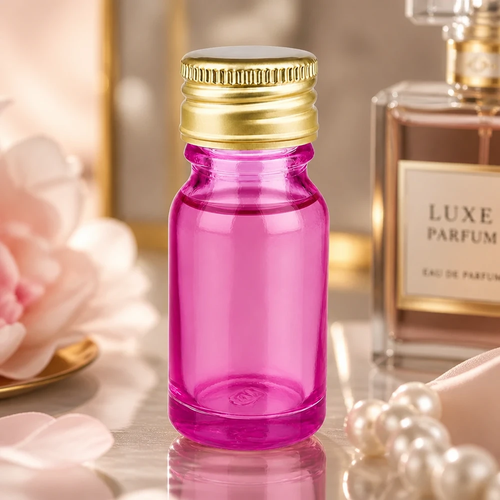 Stylische 10ml Purple Glasflasche mit 11mm SV Aluminium-Gold Deckel für Beauty und Wellness Produkte