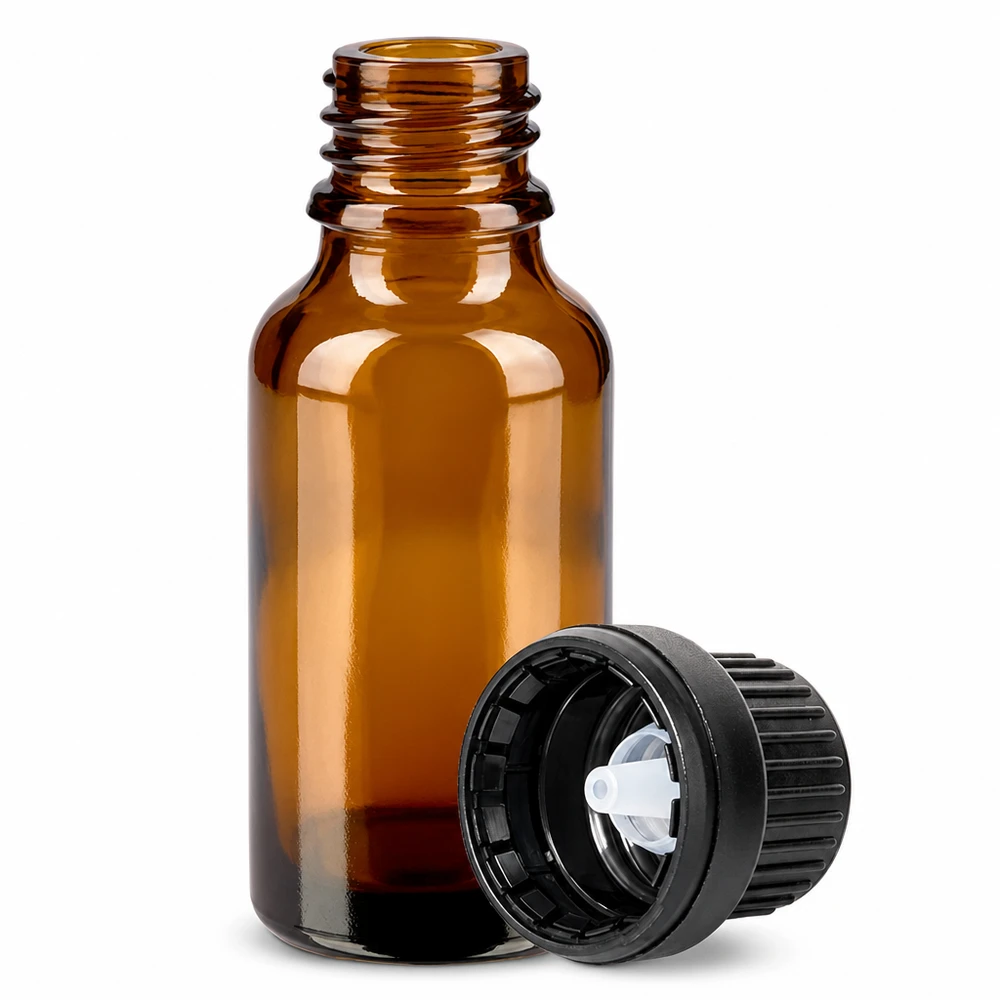 Professionelle 20ml Tropfflasche aus braunem Glas mit kindersicherem Verschluss
