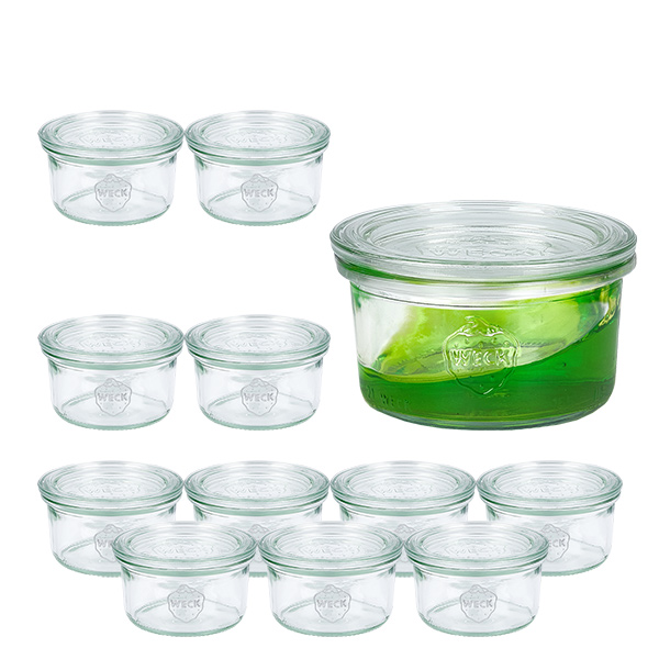 12er Set Weck Gläser 165ml Sturzglas mit 12 Glasdeckeln 12er Set Weck Gläser 165ml Sturzglas mit 12 Glasdeckeln