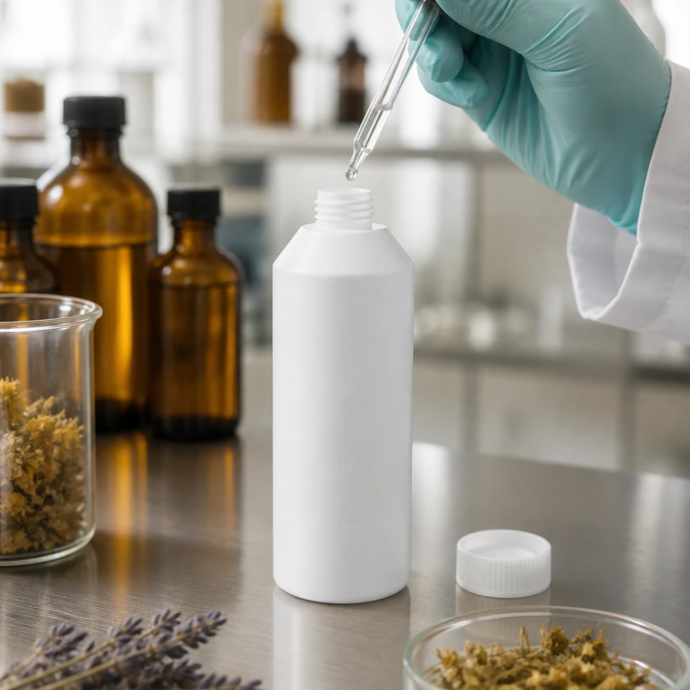Pharmazeutische HDPE Flasche 250ml weiß recyclebar für Naturheilkunde und Labor