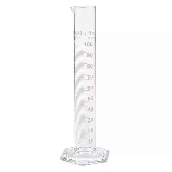 100ml Messzylinder HF aus Glas, weiße Skala