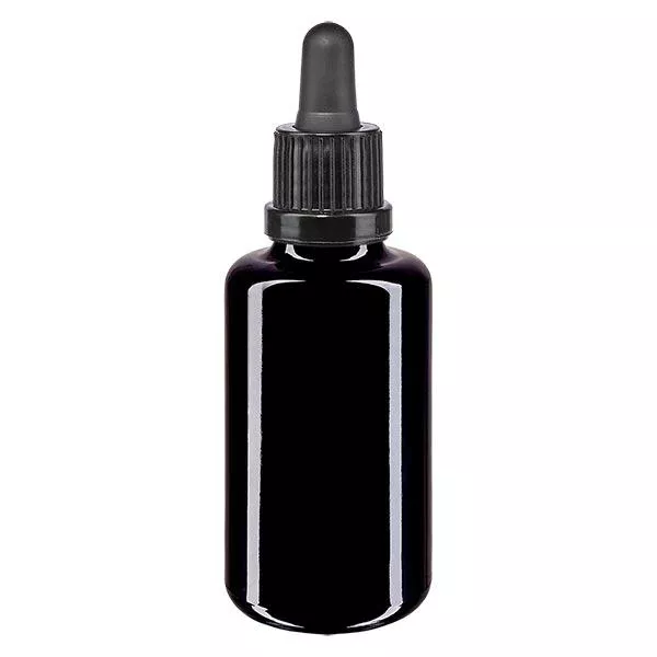 Apothekenflasche violett 30ml Pipette schwarz Originalitätsverschluss Apothekenflasche violett 30ml Pipette schwarz Originalitätsverschluss