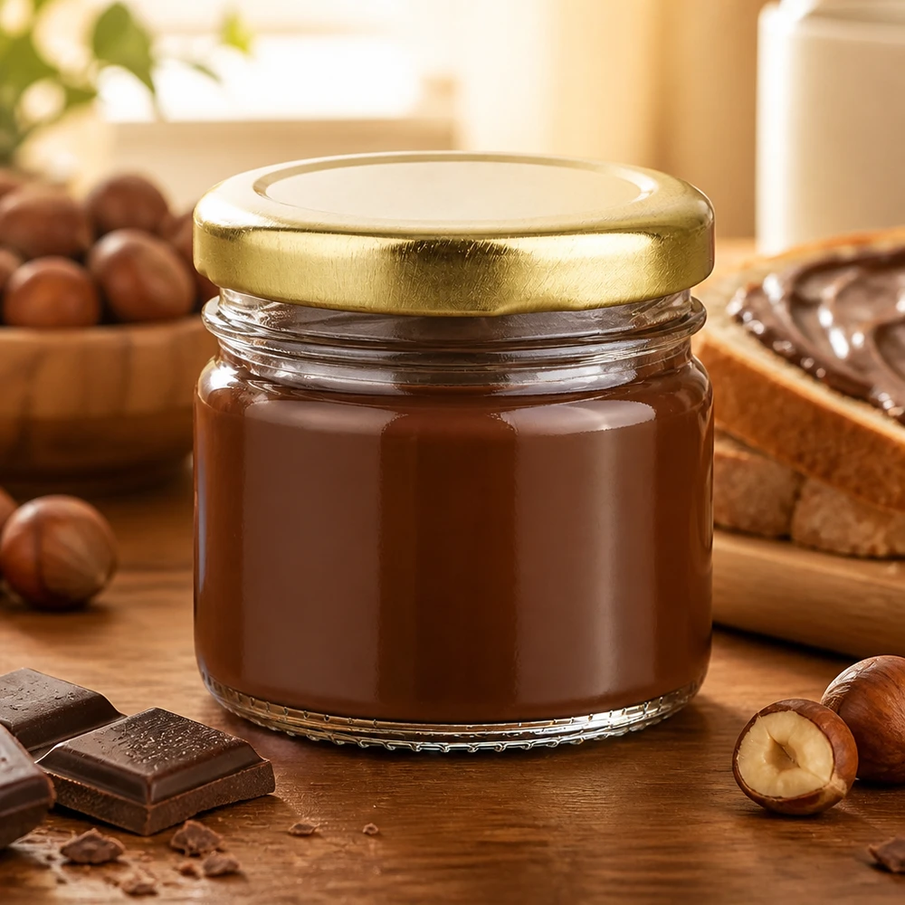 33ml Rundglas UniTwist mit goldenem BasicSeal Verschluss perfekt für Pralinenfüllungen und Aufstriche