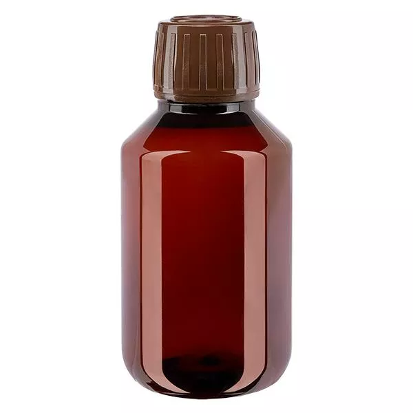 PET Flasche 100ml mit braunem Verschluss Originalitätsverschluss PET Flasche 100ml mit braunem Verschluss Originalitätsverschluss