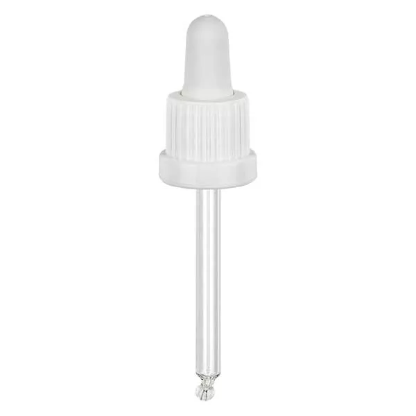 Glas-Tropfpipette weiß/weiß 18mm PL66 Originalitätsverschluss