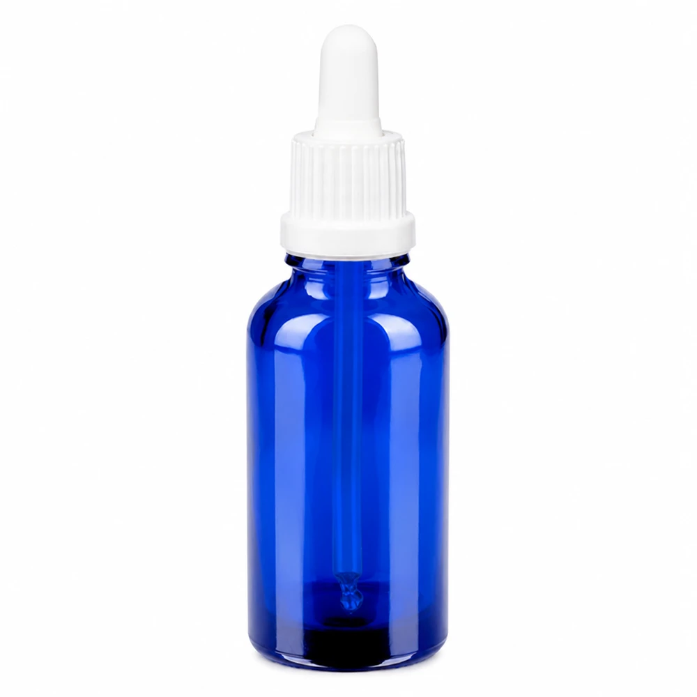 30ml Pipettenflasche weiß Originalitätsverschluss BlueLine UT18/30 30ml Tropferflasche cobaltblau Glas weisse Pipettenkappe OV BlueLine UT18 Dosierung
