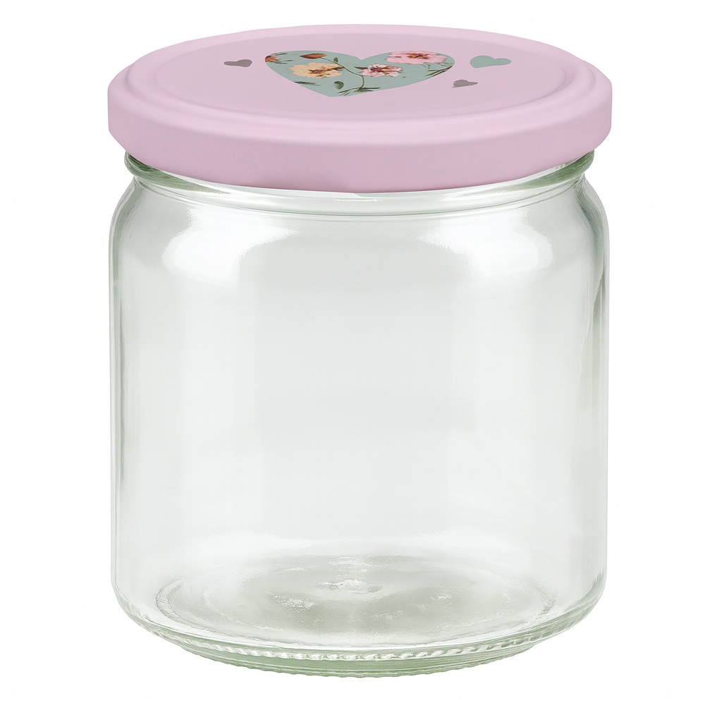 408ml Rundglas + BasicSeal Deckel Herz rosa UNiTWIST