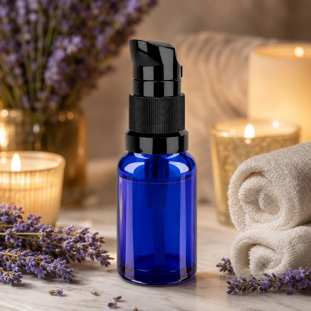 Professionelle 10ml Pumpflasche mit kontrollierter Abgabe für Hautpflege BlueLine UT18/10