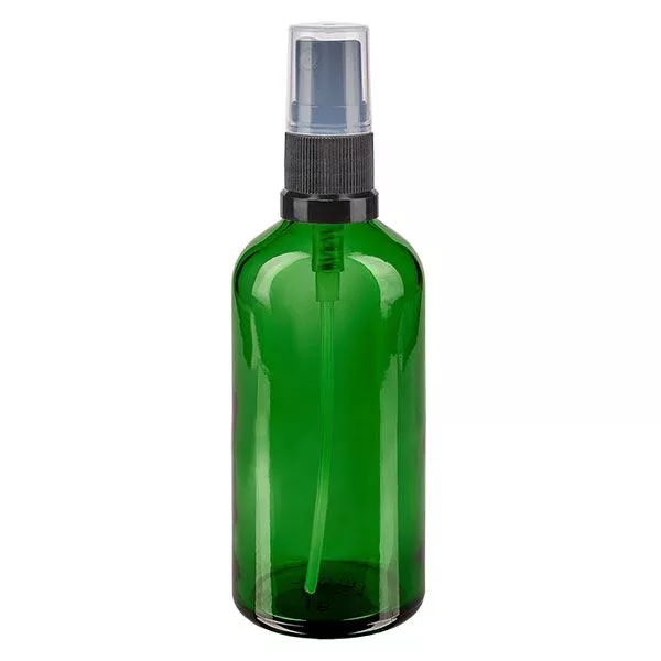 Apothekenflasche grün 100ml Sprayaufsatz schwarz