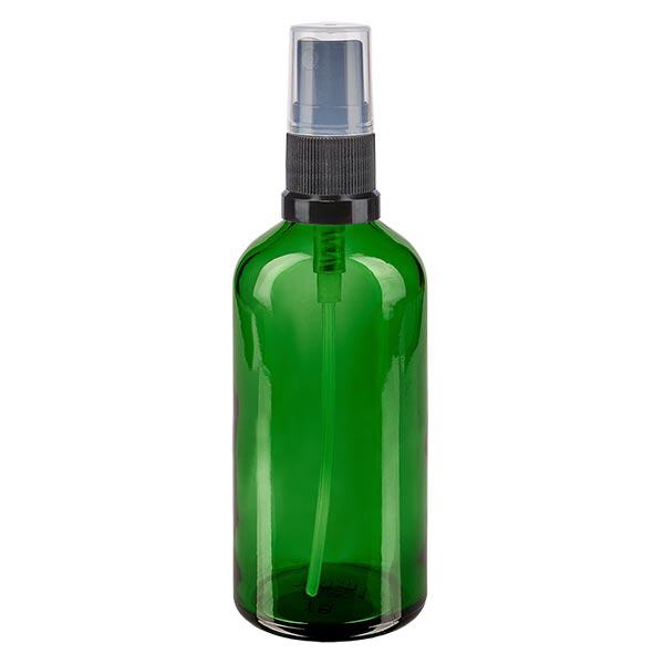 Apothekenflasche grün 100ml Sprayaufsatz schwarz