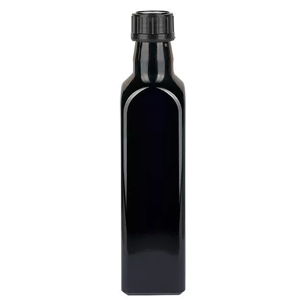 Ölflasche Violettglas 250ml eckig, UNI 31.5x24 Ölflasche Violettglas 250ml eckig, UNI 31.5x24