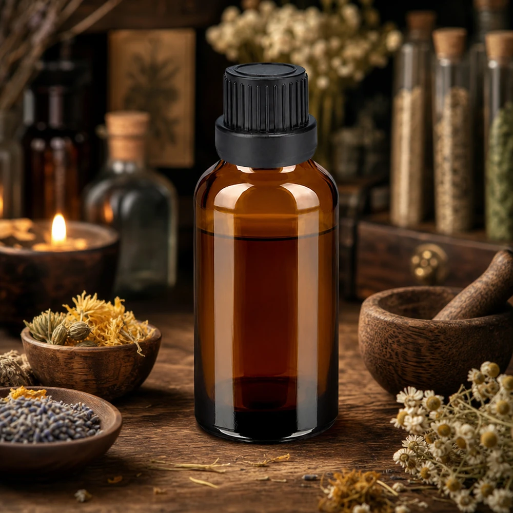 Handliche 30ml Flasche aus lichtschützendem Braunglas für DIY-Mischungen und Tinkturen