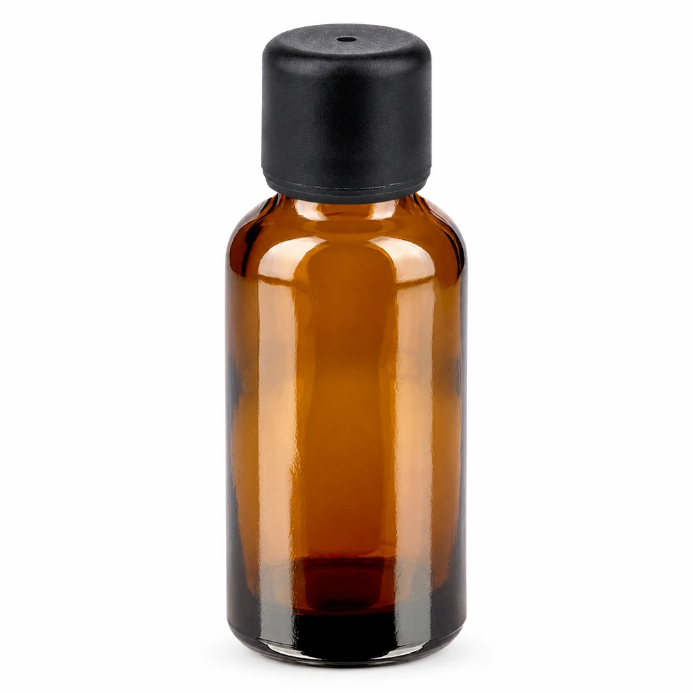 30ml Braunglasflasche mit schwarzem Schraubdeckel für Aromatherapie und Naturkosmetik
