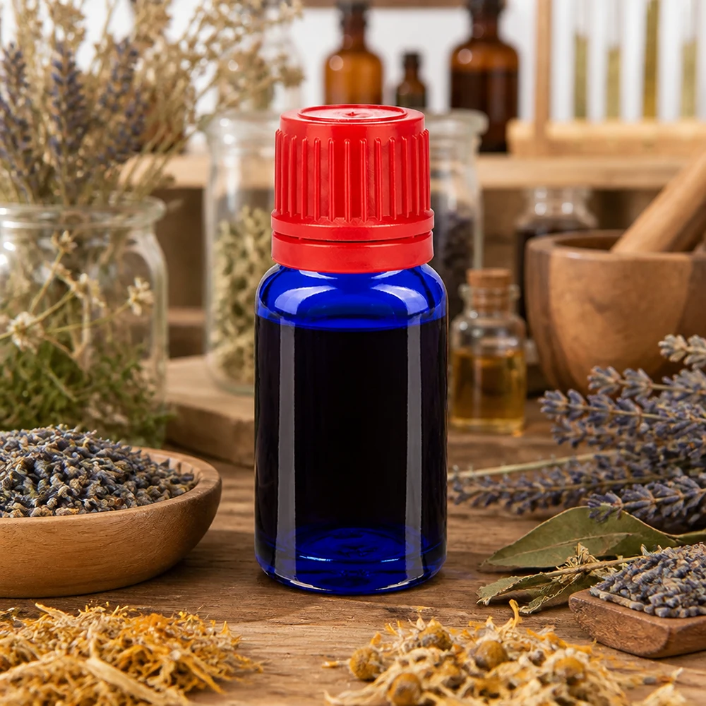 10ml Präzisionsflasche BlueLine Serie mit kindersicherem rotem Verschluss für Laboranwendungen