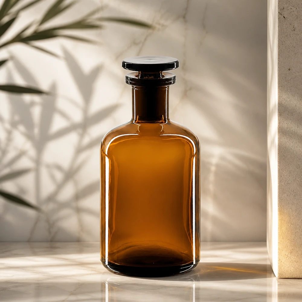 Dunkle Glasflasche 100ml Enghals Rundschulter mit Stopfen für Tinkturen und Extrakte