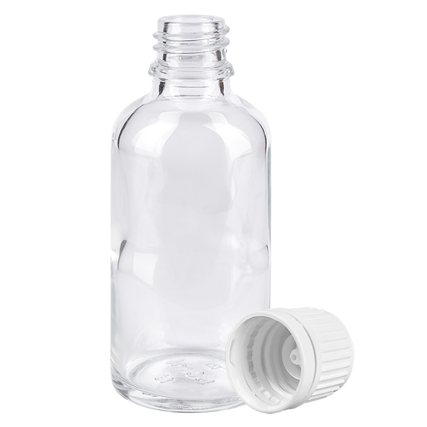 50ml Flasche 11mm Schraubverschluss weiß Originalitätsverschluss ClearLine UT18/50 50ml Flasche 11mm Schraubverschluss weiß Originalitätsverschluss ClearLine UT18/50