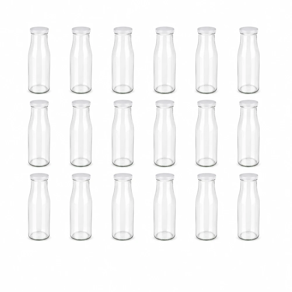 150ml Flasche 24er-Set mit Deckel (Deckelfarbe: weiss) – UNiTWIST Leere Glasflaschen 150ml mit weißen Deckeln 24er Set für Getränke und Vorräte