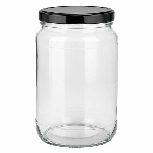1700ml Rundglas mit BasicSeal Deckel schwarz UNiTWIST