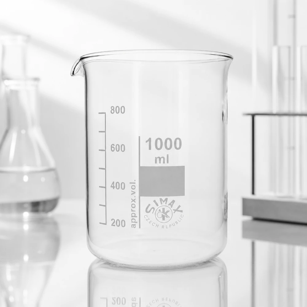 Dickwandiges Laborglas 1000ml mit Ausguss für sichere Handhabung von Flüssigkeiten