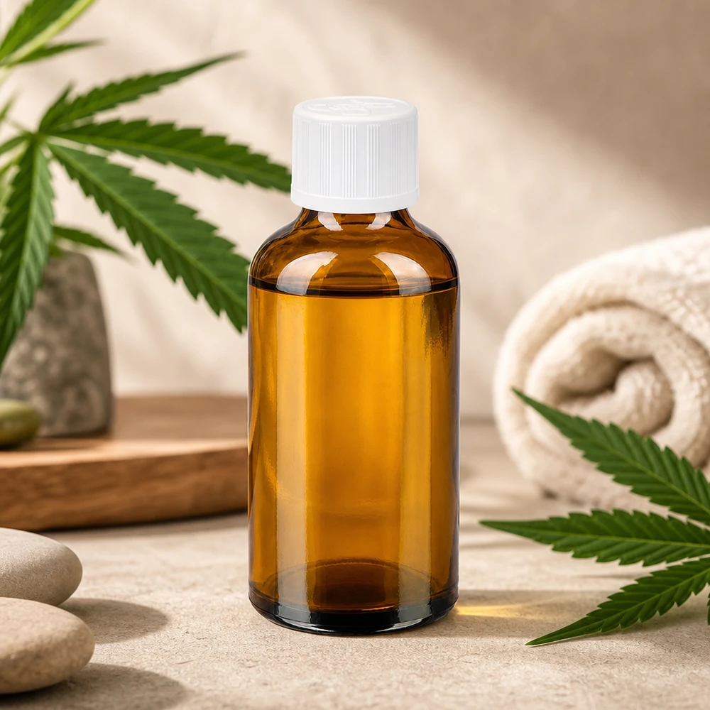 Robuste 50ml Glasflasche in Bernsteinoptik mit langlebigem Verschlusssystem für Dauernutzung