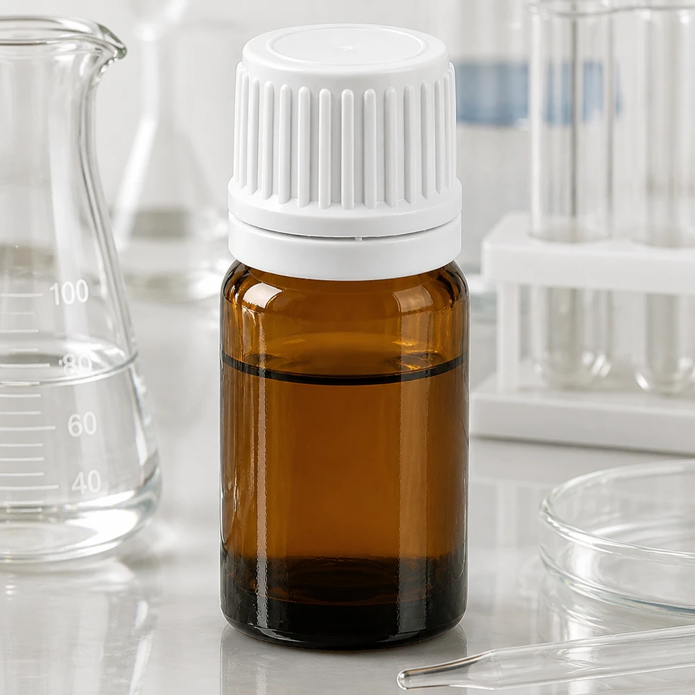 5ml Tropfflasche 0.7mm weiß Originalitätsverschluss BrownLine UT18/5 Medizinische 5ml Tropfflasche braun-weiß mit 0.7mm Dosieröffnung für therapeutische Anwendung