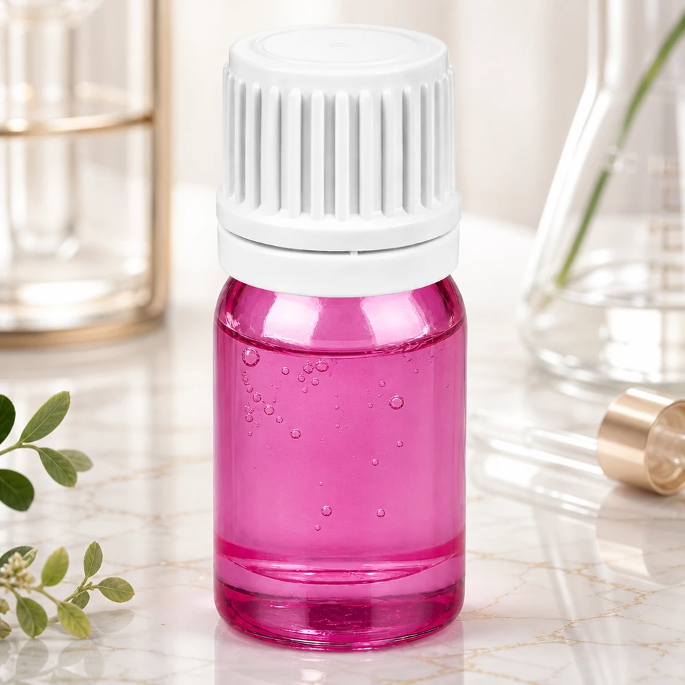 Handliche 5ml Tropfflasche PurpleLine mit weißem Verschluss für mobile Beauty-Routinen unterwegs